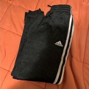 Adidas Kids Charcoal Joggers with White Stripes